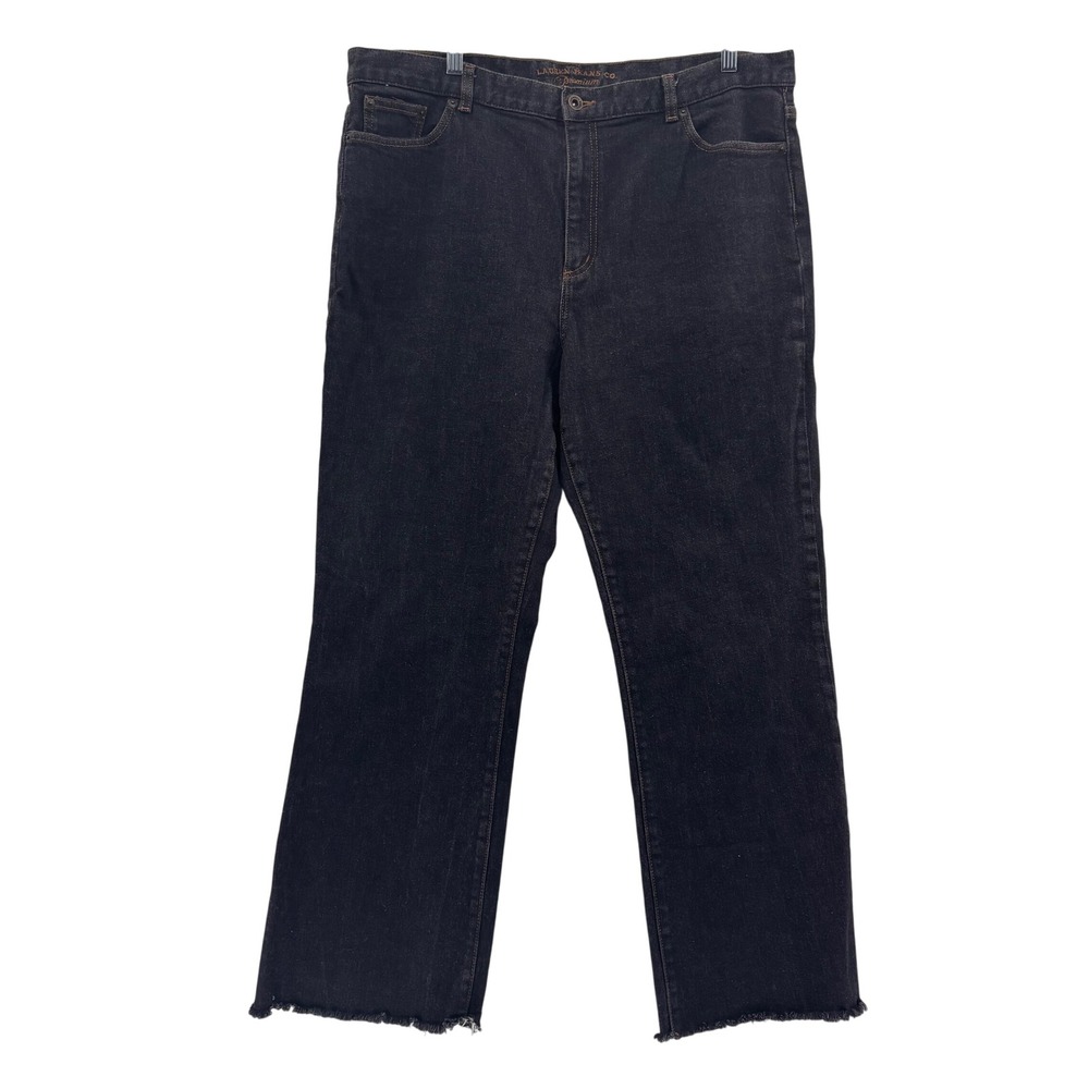 Lauren Jeans Co Premium Denim Size 16 Soft Black Straight Leg Basic‎